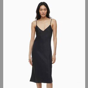 Only Slip Satin Midi Dress in Black